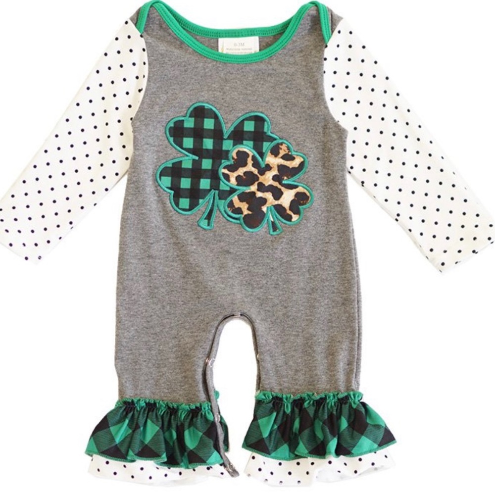 Girls Lucky Leopard Ruffled Romper